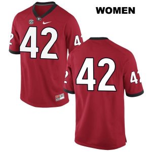 Women's Georgia Bulldogs NCAA #42 Jake Skole Nike Stitched Red Authentic No Name College Football Jersey DSR5354KW